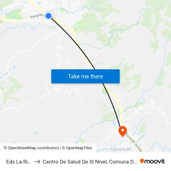 Intercambiador Reina De Paz (Autopista - Anillo Vial) to Centro De Salud De III Nivel, Comuna De Guatiguará map