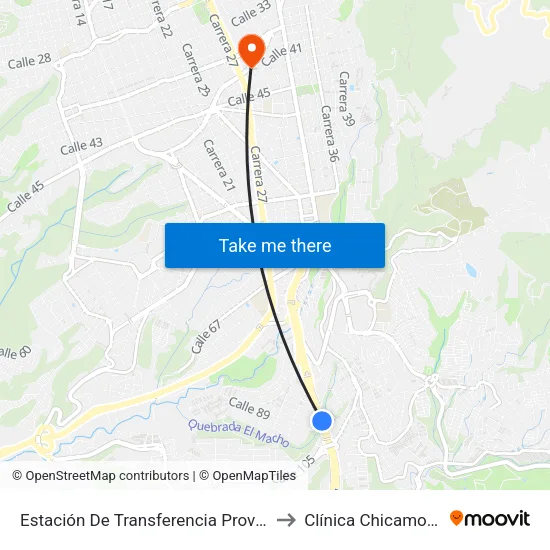 Provenza to Clínica Chicamocha map
