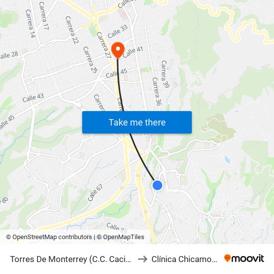 Torres De Monterrey (C.C. Cacique) to Clínica Chicamocha map