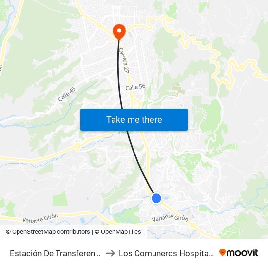 Estación De Transferencia Cañaveral to Los Comuneros Hospital Universitario map