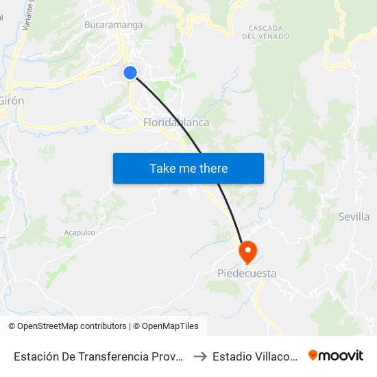 Estación De Transferencia Provenza to Estadio Villacocha map