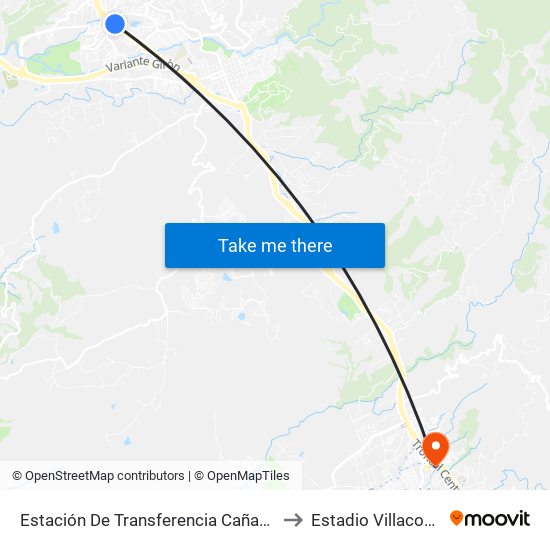 Estación De Transferencia Cañaveral to Estadio Villacocha map