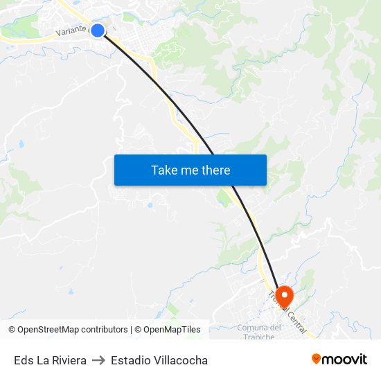 Eds La Riviera to Estadio Villacocha map