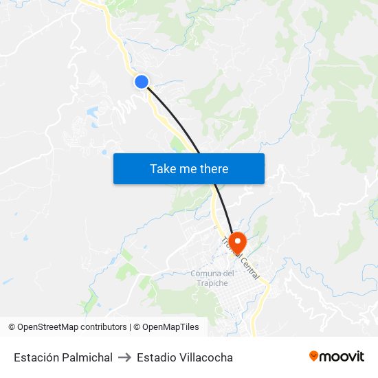 Estación Palmichal to Estadio Villacocha map