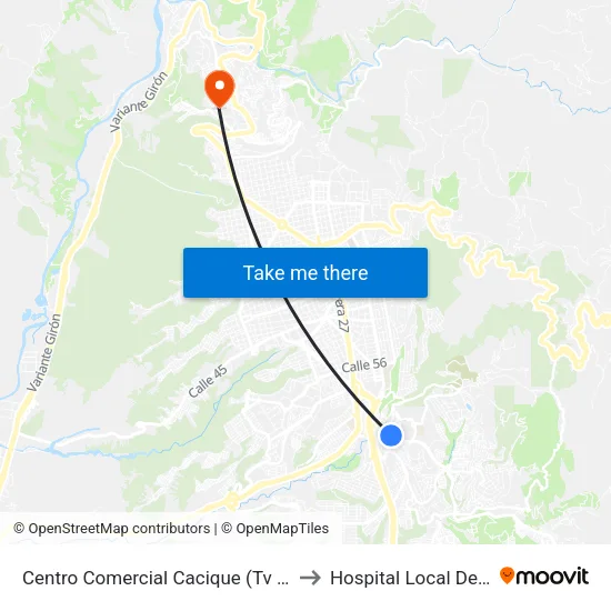 Centro Comercial Cacique (Tv 93 - Kr 33) to Hospital Local Del Norte map