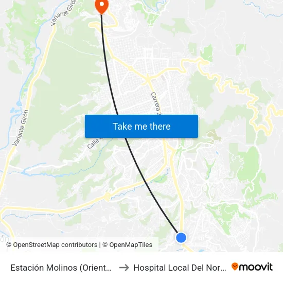 Estación Molinos (Oriental) to Hospital Local Del Norte map