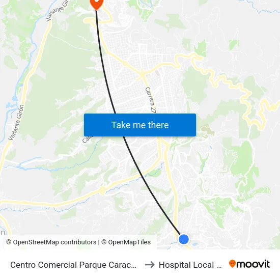 Centro Comercial Parque Caracolí (Cl 29 - Kr 12) to Hospital Local Del Norte map