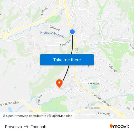 Provenza to Fosunab map