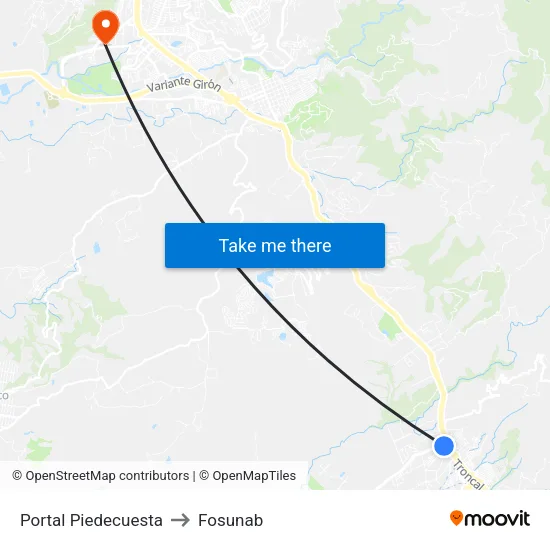 Portal Piedecuesta to Fosunab map