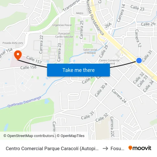 Centro Comercial Parque Caracolí (Autopista - Cl 30) to Fosunab map