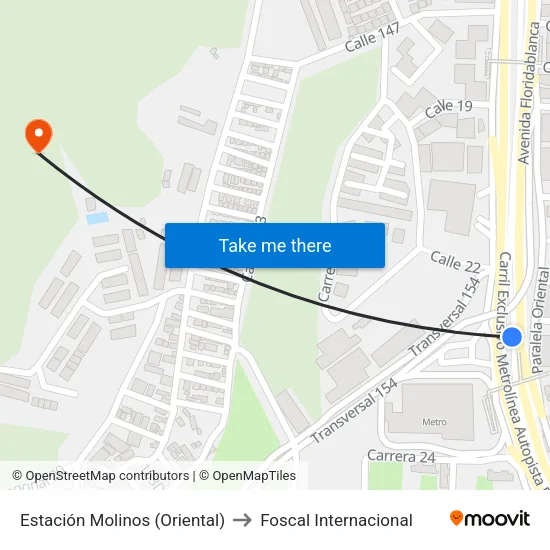 Estación Molinos (Oriental) to Foscal Internacional map