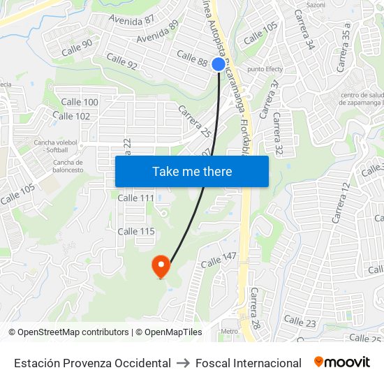 Estación Provenza Occidental to Foscal Internacional map