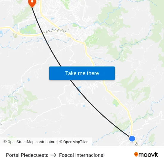 Portal Piedecuesta to Foscal Internacional map