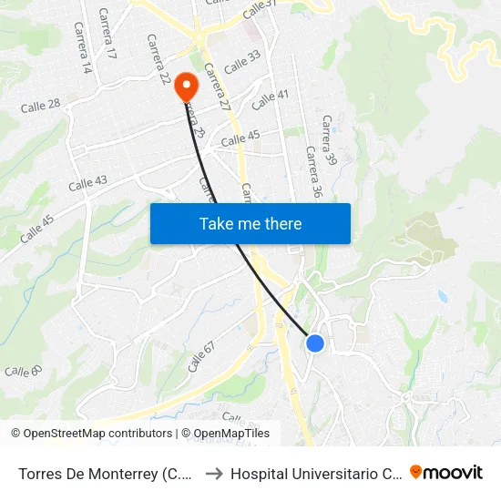 Centro Comercial Cacique (Tv 93 - Kr 33) to Hospital Universitario Comuneros map