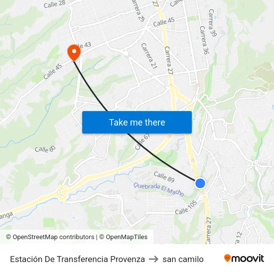 Provenza to san camilo map