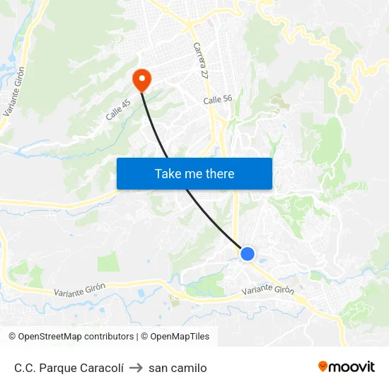 Centro Comercial Parque Caracolí (Cl 29 - Kr 12) to san camilo map