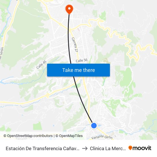 Estación De Transferencia Cañaveral to Clinica La Merced map