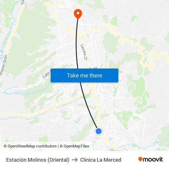 Estación Molinos (Oriental) to Clinica La Merced map