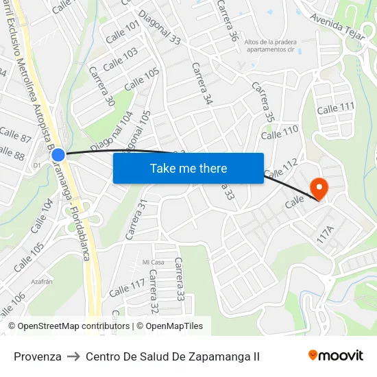 Provenza to Centro De Salud De Zapamanga II map