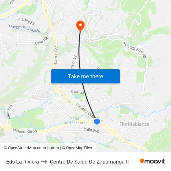 Intercambiador Reina De Paz (Autopista - Anillo Vial) to Centro De Salud De Zapamanga II map