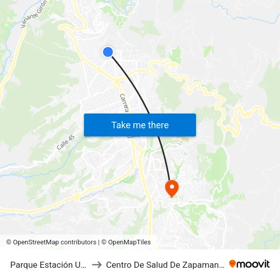 Parque Estación U.I.S. to Centro De Salud De Zapamanga II map