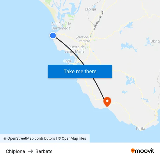 Chipiona to Barbate map