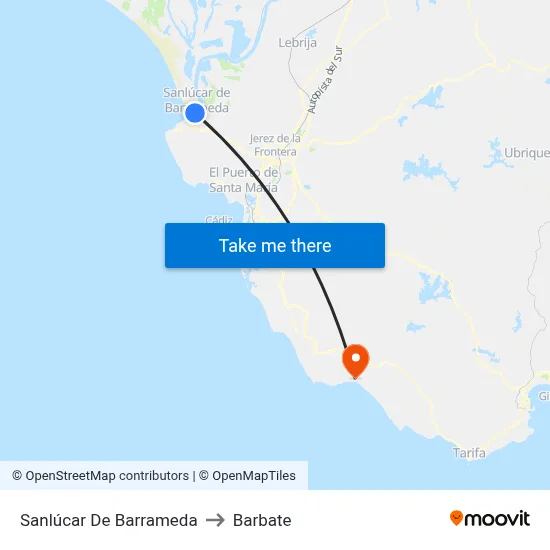 Sanlúcar De Barrameda to Barbate map
