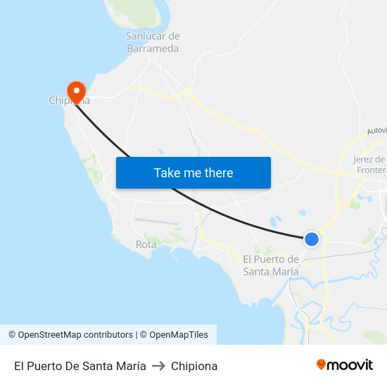 El Puerto De Santa María to Chipiona map