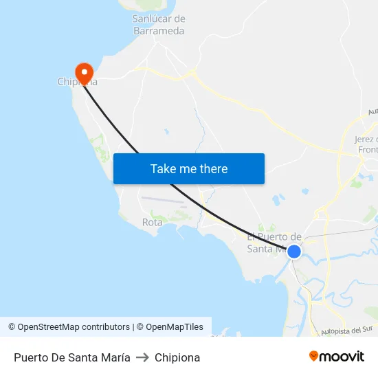 Puerto De Santa María to Chipiona map