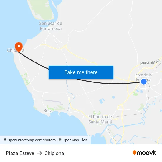 Plaza Esteve to Chipiona map