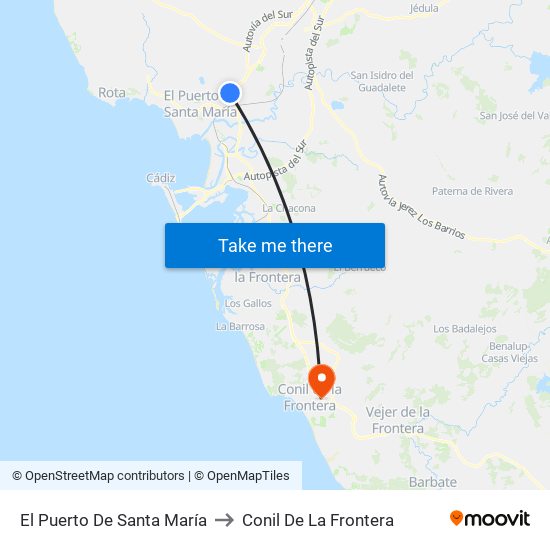 El Puerto De Santa María to Conil De La Frontera map