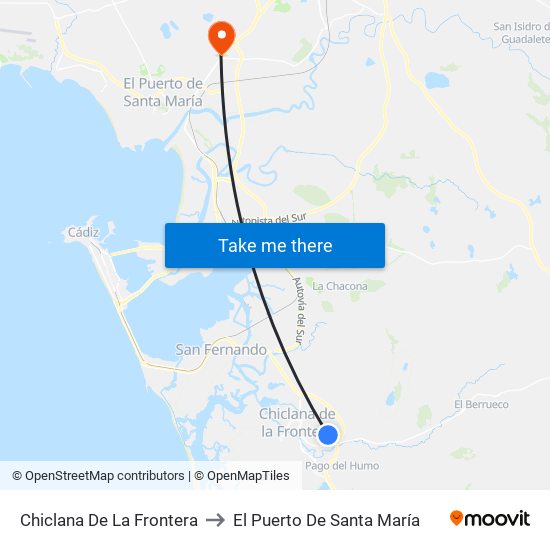 Chiclana De La Frontera to El Puerto De Santa María map