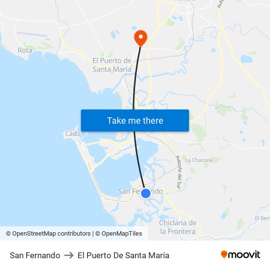 San Fernando to El Puerto De Santa María map