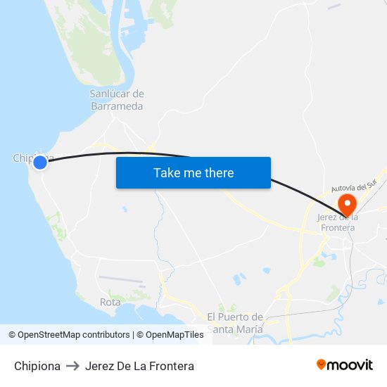 Chipiona to Jerez De La Frontera map