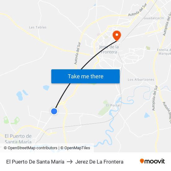 El Puerto De Santa María to Jerez De La Frontera map