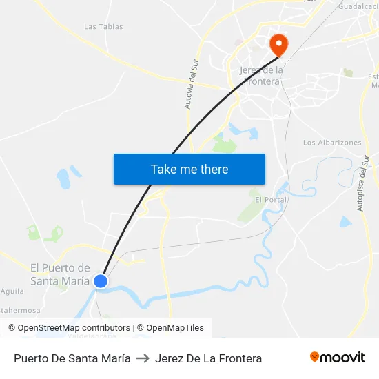 Puerto De Santa María to Jerez De La Frontera map