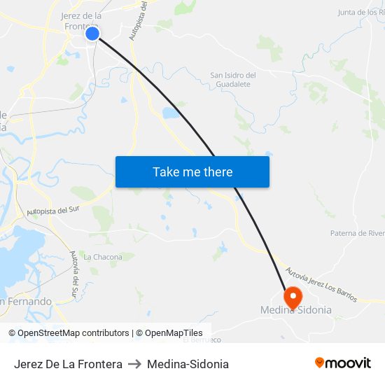 Jerez De La Frontera to Medina-Sidonia map