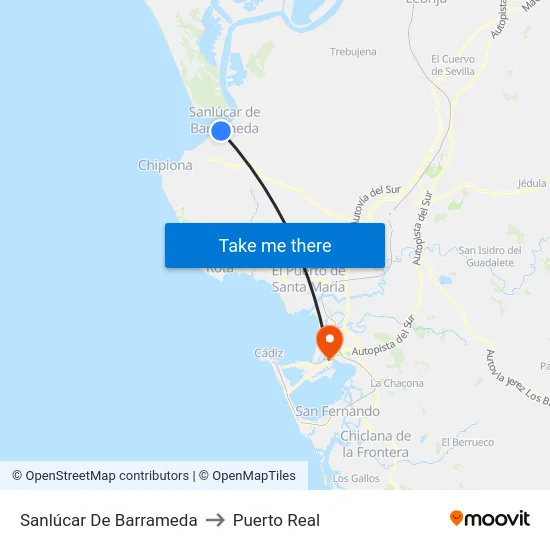 Sanlúcar De Barrameda to Puerto Real map