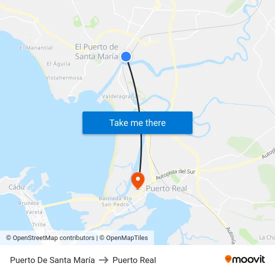 Puerto De Santa María to Puerto Real map