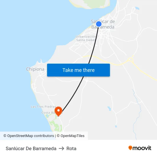 Sanlúcar De Barrameda to Rota map
