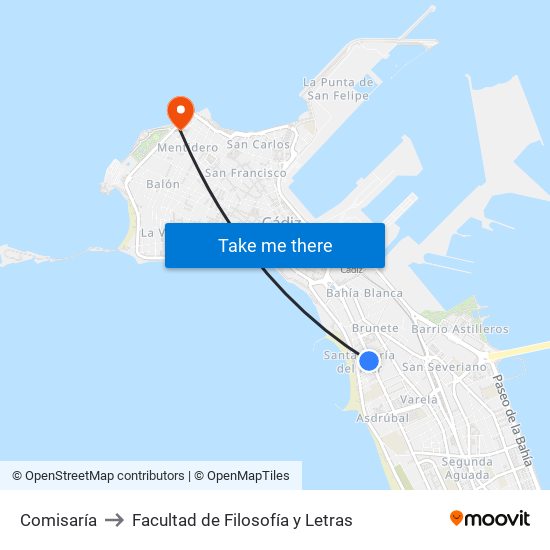 Comisaría to Facultad de Filosofía y Letras map