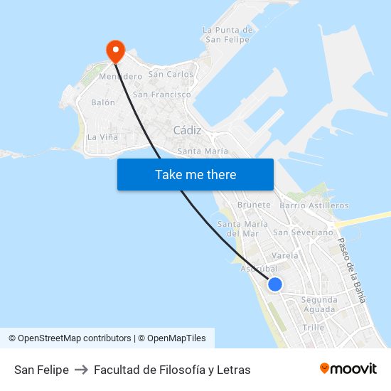 San Felipe to Facultad de Filosofía y Letras map