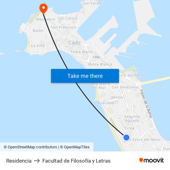Residencia to Facultad de Filosofía y Letras map