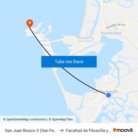 San Juan Bosco 3 (San Fernando) to Facultad de Filosofía y Letras map