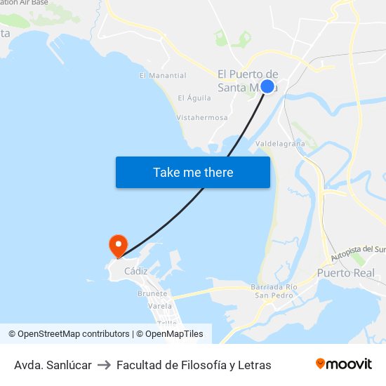 Avda. Sanlúcar to Facultad de Filosofía y Letras map