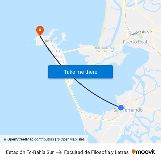 Estación Fc-Bahía Sur to Facultad de Filosofía y Letras map