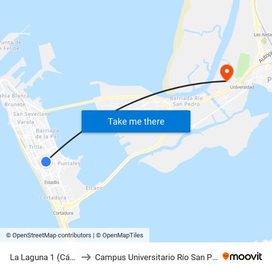 La Laguna 1 (Cádiz) to Campus Universitario Río San Pedro map