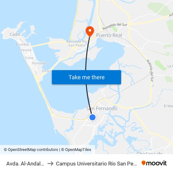 Avda. Al-Andalus to Campus Universitario Río San Pedro map