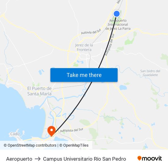 Aeropuerto to Campus Universitario Río San Pedro map