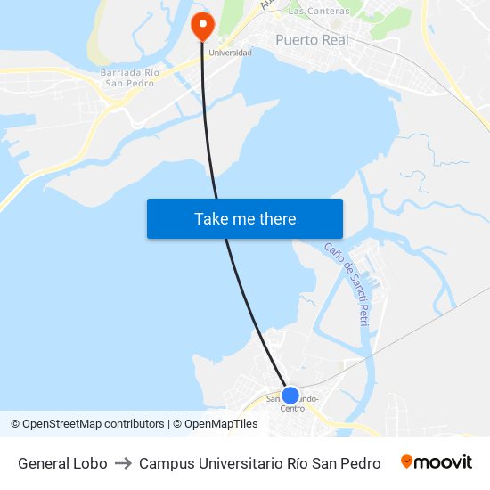 General Lobo to Campus Universitario Río San Pedro map